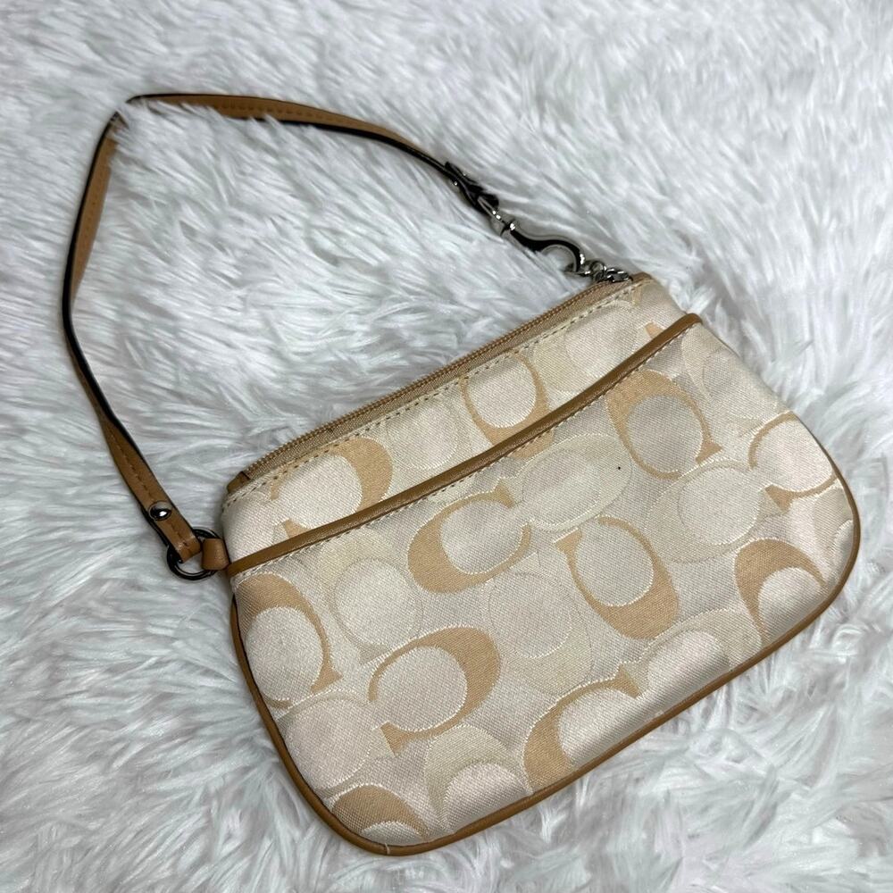COACH Tan Signature Canvas Wristlet